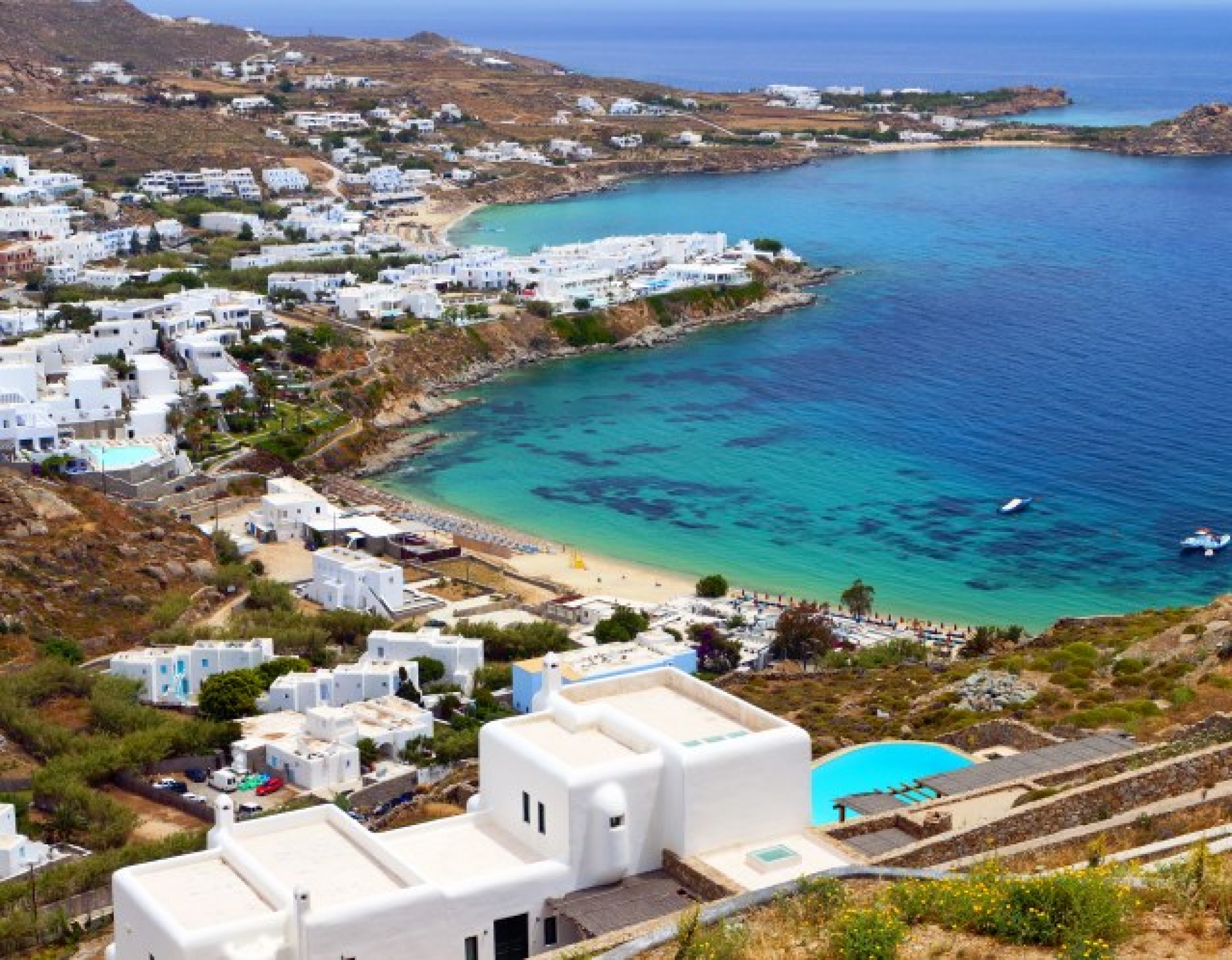 Platis Gialos beach in Mykonos